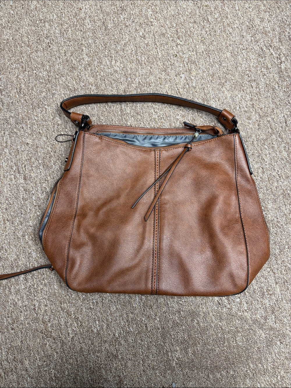 Realer Women’s Vegan Leather Brown Shoulder Hobo Bag